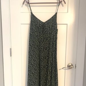 Green leopard print dress